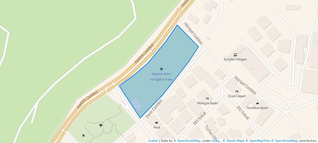 walking in Atatürk Bilim ve Eğitim Parkı map in İçmeler