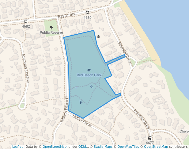 walking in Red Beach Park map in Red Beach