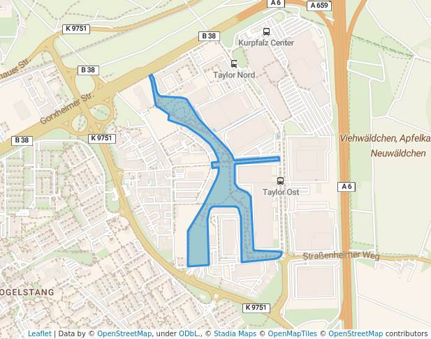 walking in Taylor Park map in Mannheim