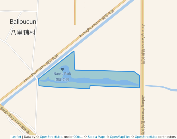 walking in Nanhu Park map in Xinxiang