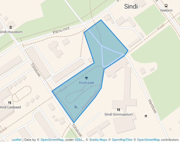 Kooli park in Sindi | Map and Routes