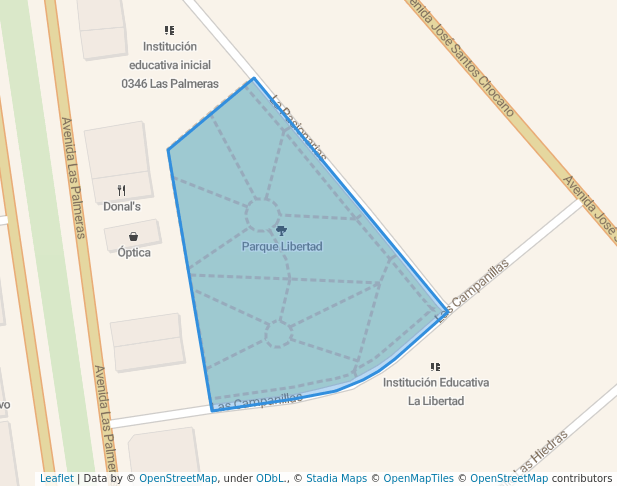 walking in Parque Libertad map in Los Olivos