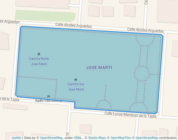 walking in Parque José Martí map in Cochabamba
