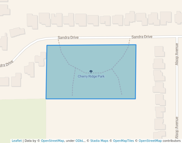 walking in Cherry Ridge Park map in Pelham
