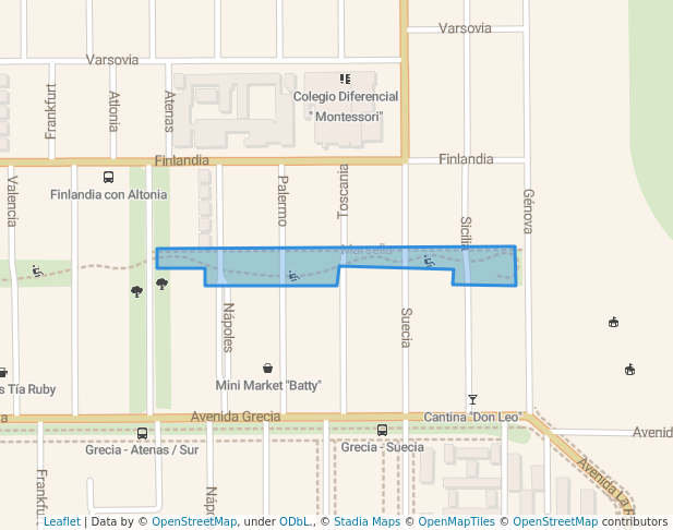 walking in Paseo Marsella map in Hualpén