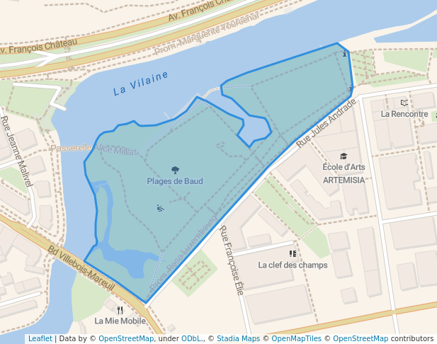 walking in Plages de Baud map in Rennes