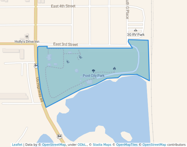 walking in Post City Park map in Post