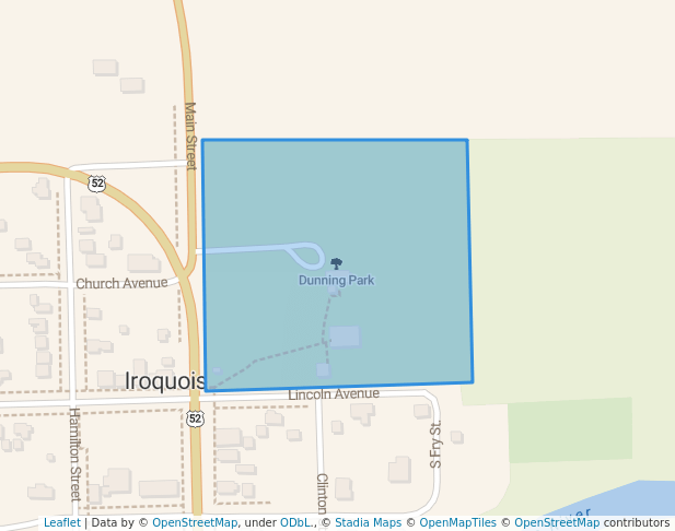 walking in Dunning Park map in Iroquois