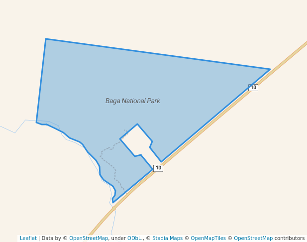 walking in Baga National Park map in Tanby