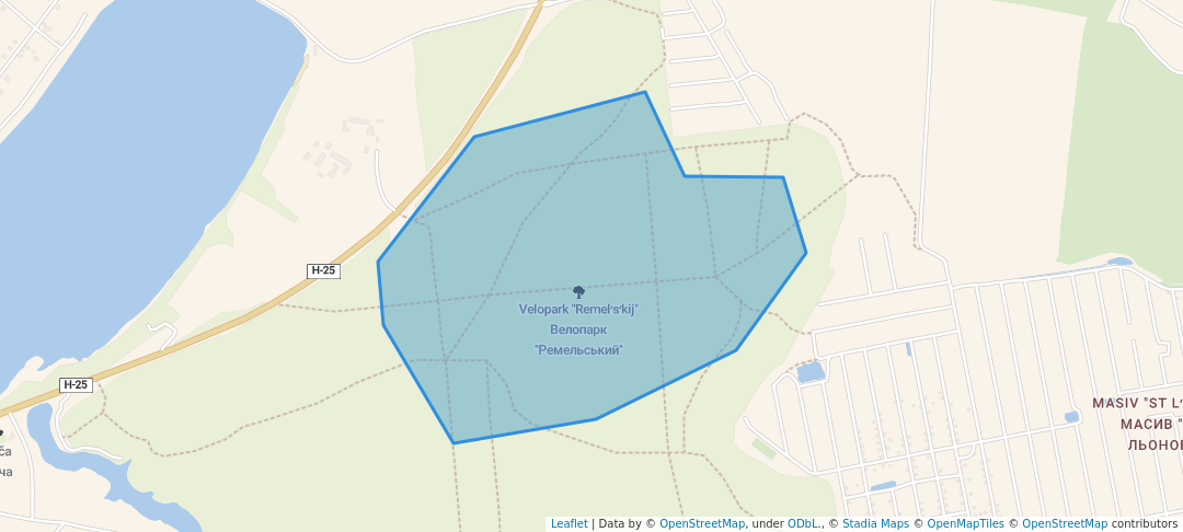 walking in Велопарк "Ремельський" map in Remel'
