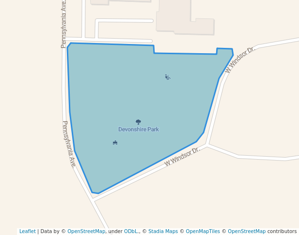 walking in Devonshire Park map in Des Plaines