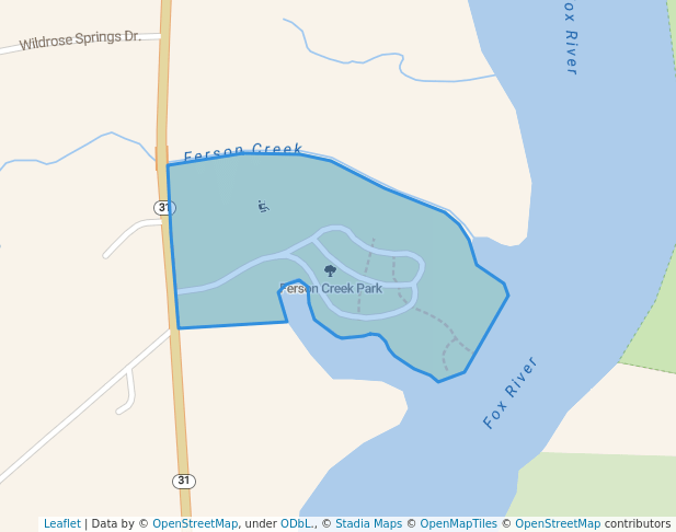 walking in Ferson Creek Park map in St. Charles