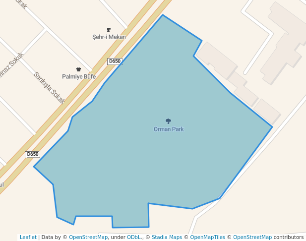 walking in Orman Park map in Sakarya