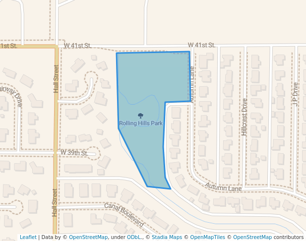 walking in Rolling Hills Park map in Hays