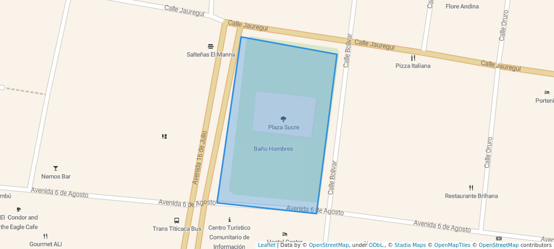 walking in Plaza Sucre map in Copacabana