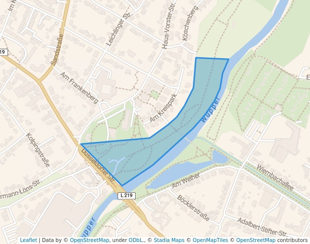 walking in Wupperwiesen map in Leverkusen