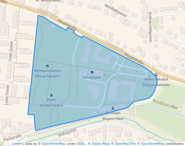 walking in Klosterpark map in Wiener Neudorf