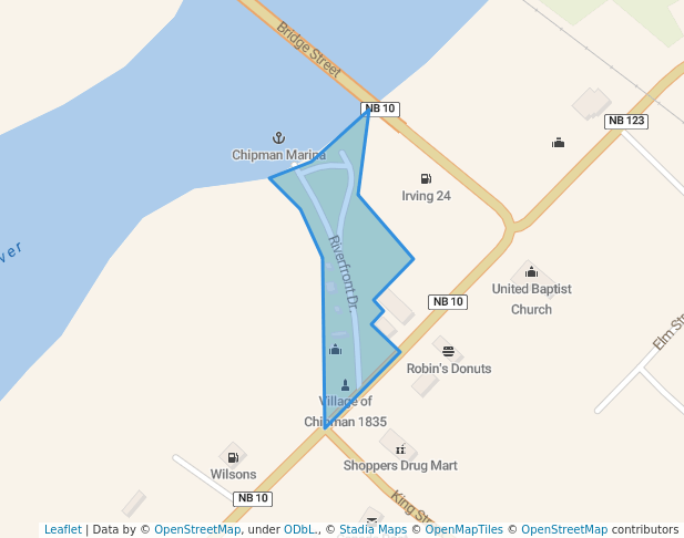 walking in Riverfront Park map in Chipman