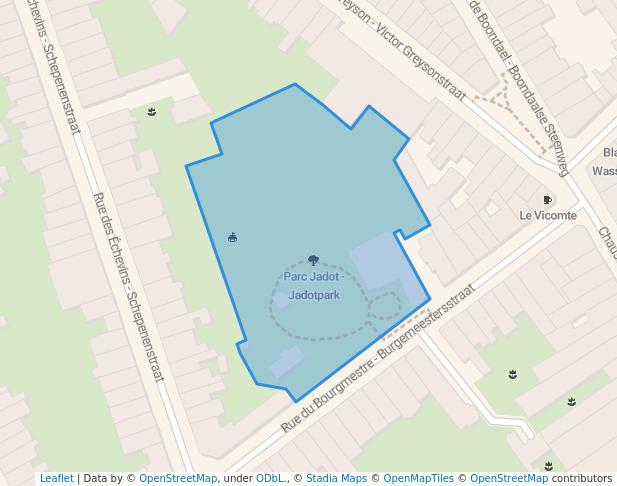 walking in Parc Jadot - Jadotpark map in Ixelles