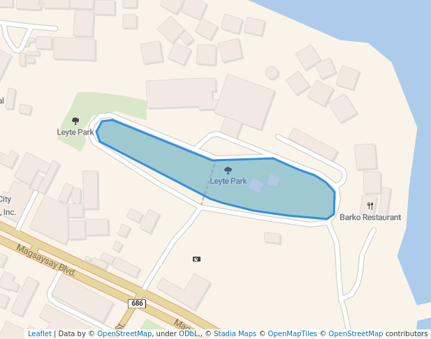 walking in Leyte Park map in Tacloban City