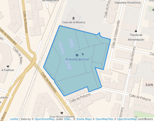 walking in El Huerto del Cura map in Fuenlabrada