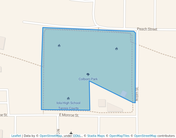 walking in Colborn Park map in Iola