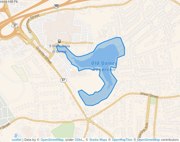 walking in Town Brook Flood Control map in Braintree