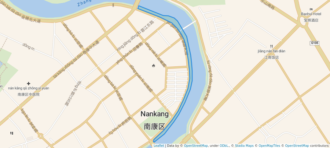 walking in 一江两岸公园 map in Gan Zhou Shi