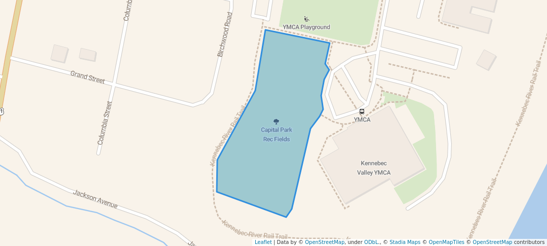 walking in Capital Park Rec Fields map in Augusta