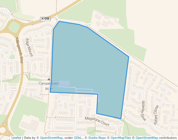 walking in Amberley Playing Fields map in Killingworth