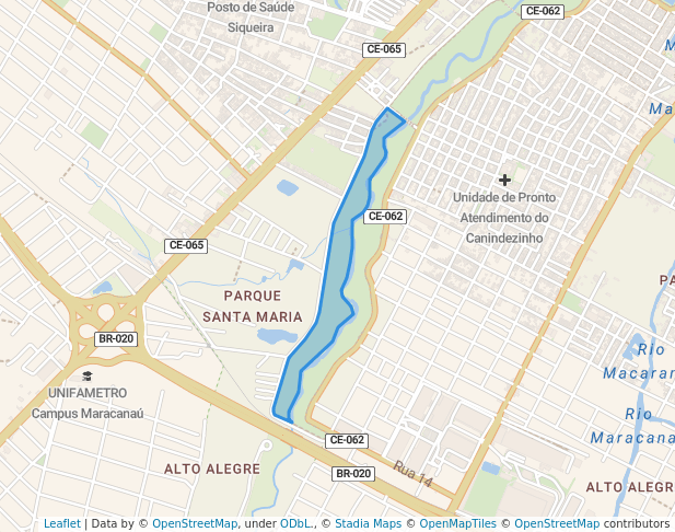 walking in Parque Urbanizado do Rio Maranguapinho map in Maracanaú