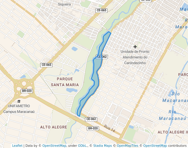 walking in Parque Urbanizado do Rio Maranguapinho map in Maracanaú