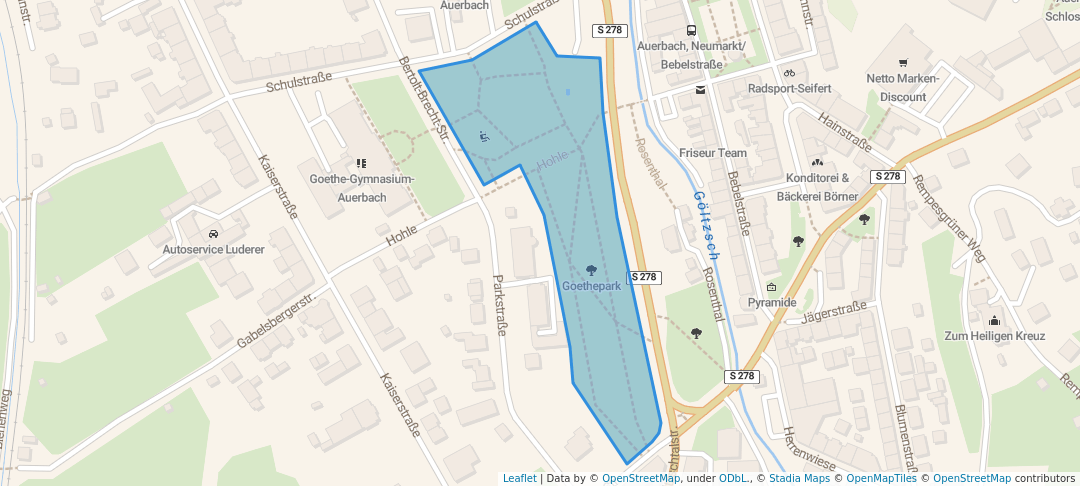 walking in Goethepark map in Auerbach/Vogtland