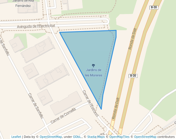 walking in Jardins de les Moreres map in L'Hospitalet de Llobregat