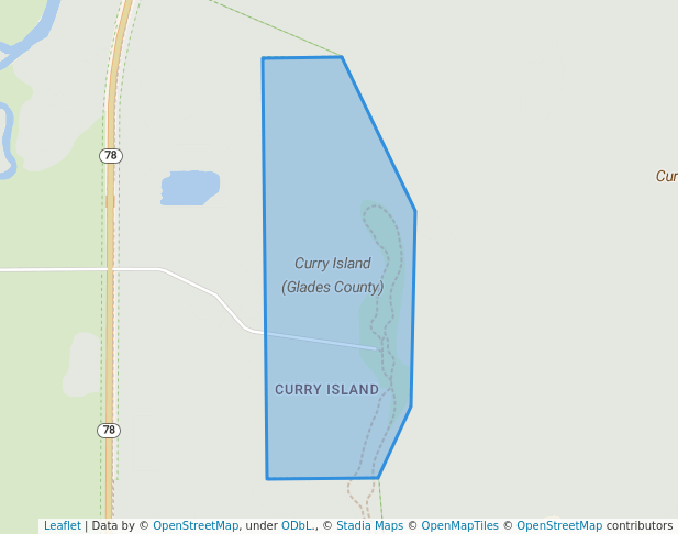 walking in Curry Island (Glades County) map in Moore Haven