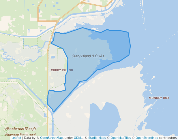 walking in Curry Island (LOHA) map in Moore Haven