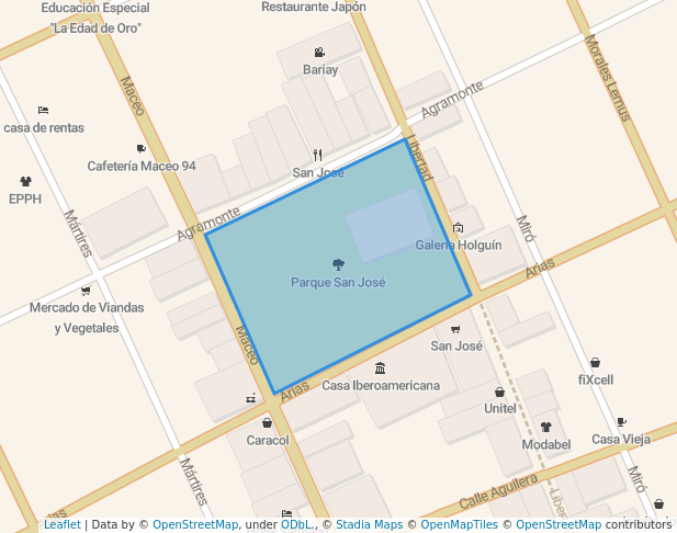 walking in Parque San José map in Holguín