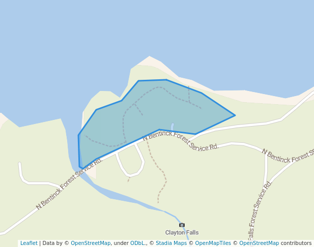 walking in Clayton Falls Recreation Area, BC Hydro map in Bella Coola