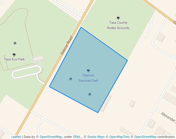 walking in Filemon Sanchez Park map in Taos
