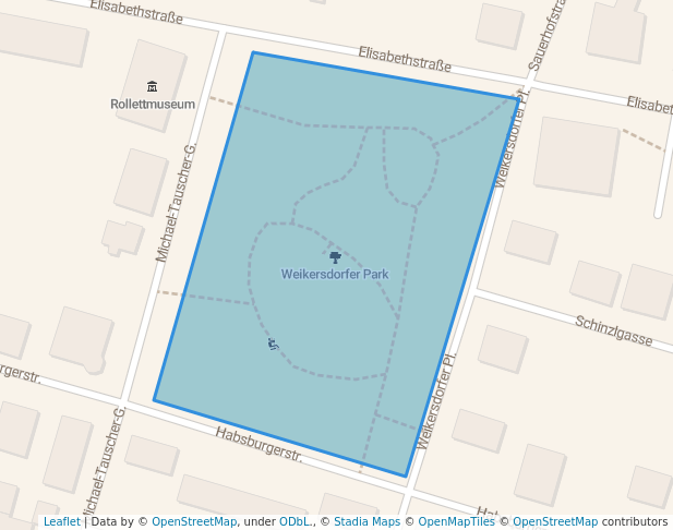 walking in Weikersdorfer Park map in Baden