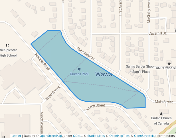 walking in Queens Park map in Wawa