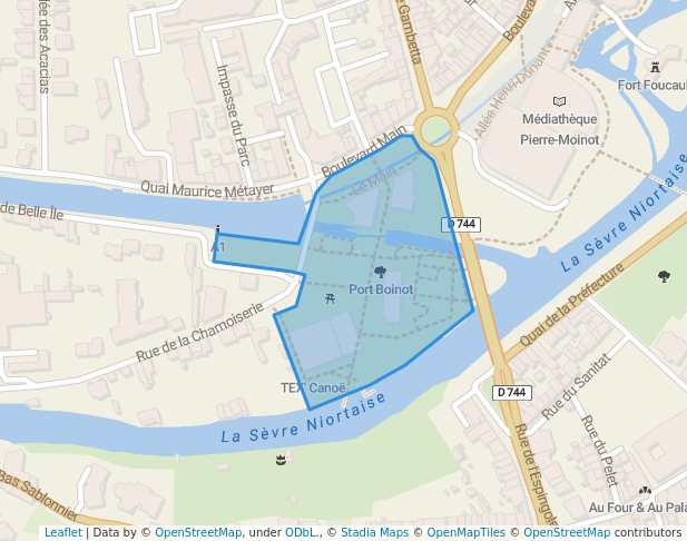 walking in Port Boinot map in Niort