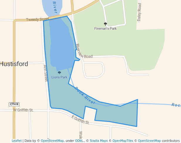 walking in Lions Park map in Hustisford