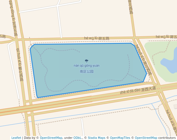 walking in 南区公园 map in Qu Zhou Shi