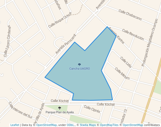 walking in Cancha UAGRO map in Iguala de la Independencia