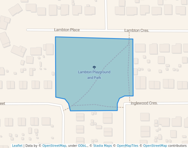 walking in Lambton Playground and Park map in Thunder Bay