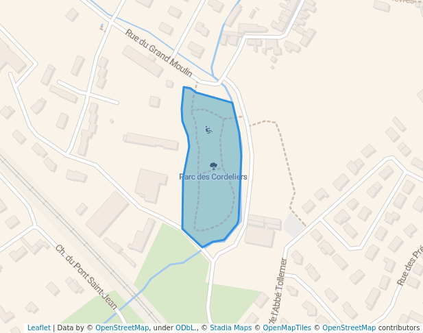 walking in Parc des Cordeliers map in Valognes