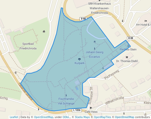 walking in Kurpark map in Friedrichroda