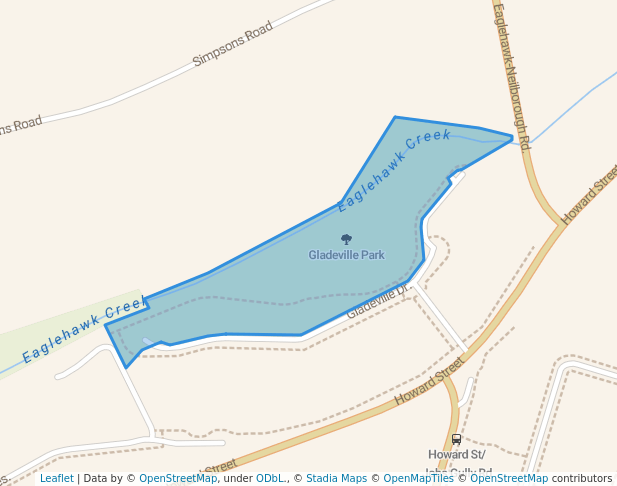 walking in Gladeville Park map in Eaglehawk