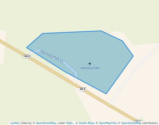 walking in Harmony Park map in Caledonia